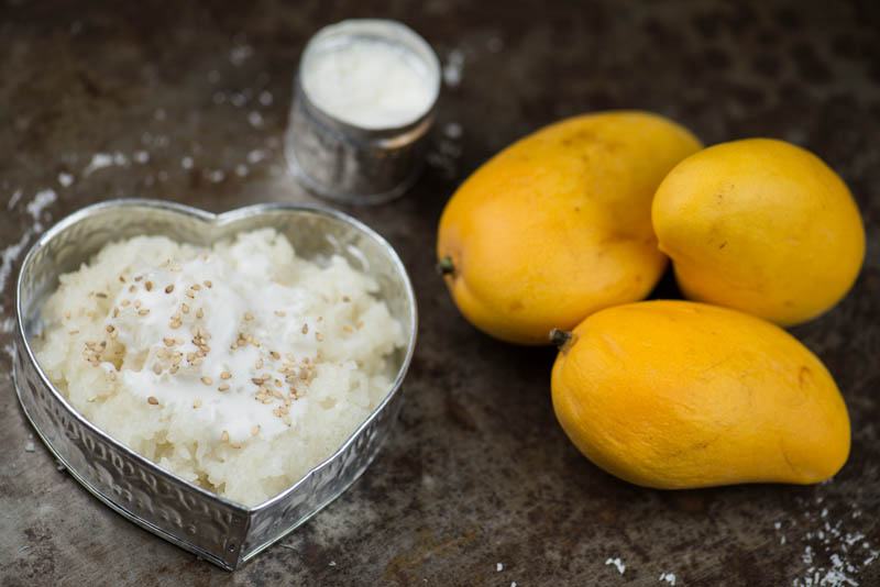 Thailand, Sticky Rice mit Mango, Sticky rice with mango, typisch, thailändisches, Kochen, Rezepte, veganes, vegetarisches, Gerichte, Speisen, Essen, Zutaten, Küche, Süßes, Süßspeise, Snack, Nachtisch, www.wo-der-pfeffer-waechst.de