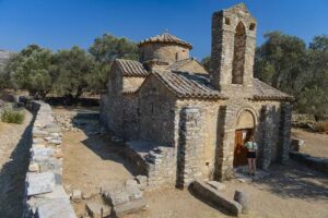 Byzantinische Kirche St. George Diasoritis nahe des Bergdorfs Chalki auf Naxos