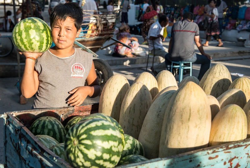 Shahrisabz, Basar, Markt, Melonen, Ausflug, Samarkand, Samarqand, Reisen, entlang der, Seidenstraße, Usbekistan, Zentralasien, Reiseberichte, www.wo-der-pfeffer-waechst.de