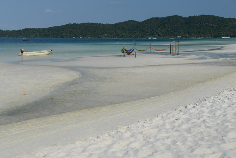 Koh Rong Samloem, Koh Rong Sanloem, Saracen Bay, Beach, Strand, Strände Kambodscha, Inseln, Hängematten, Cambodia, Südostasien, Bilder, Fotos, Reiseberichte, www.wo-der-pfeffer-waechst.de