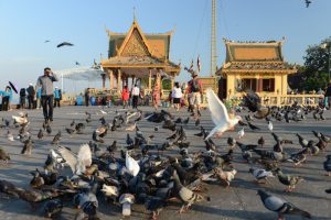 Promenade, Mekong-Ufer, Phnom Penh, Reisebericht, Kambodscha, Hauptstadt, Tauben füttern, Cambodia, Reisetipps, Sehenswürdigkeiten, Backpacking, Südostasien, Bilder, Foto: Heiko Meyer, www.wo-der-pfeffer-waechst.de
