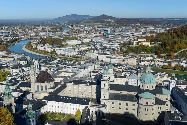 Salzburg, Panoramablick, Festung Hohensalzburg, Fluss Salzach, Reisebericht, Österreich, Foto: Heiko Meyer