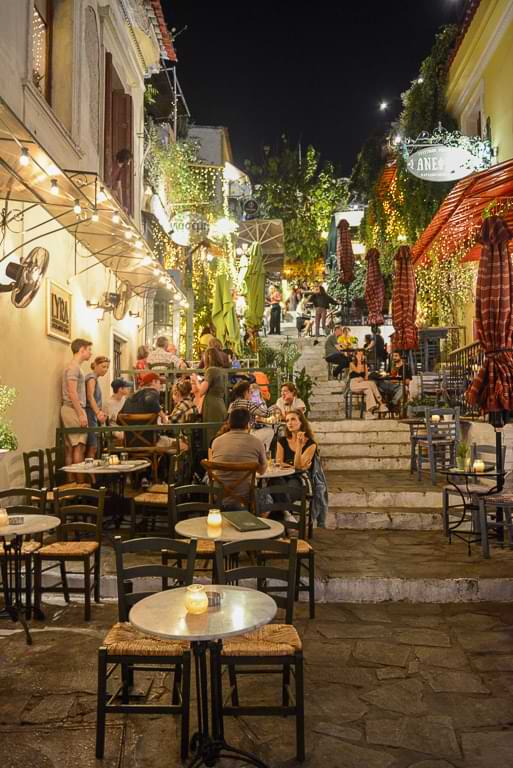 Tavernen, Plaka, Athen, Reisebericht, Treppen, Abendstimmung