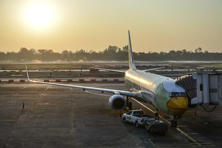 Sonnenaufgang, Flugzeug, Nok Air, Mae Fah Luang-Chiang Rai International Airport, Flughafen, Thailand, sunrise
