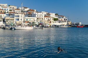 Schnocheln, Batsi, Hafen, Andros, Reisen mit Kindern, Griechenland