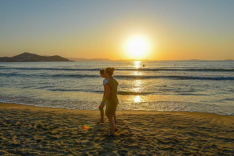 Sonnenuntergang, Agios Georgios Beach, Naxos, schönste Strände, sunset, Reisen mit Kindern