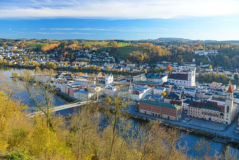 Blick auf die Altstadt von Passau von der Veste Oberhaus