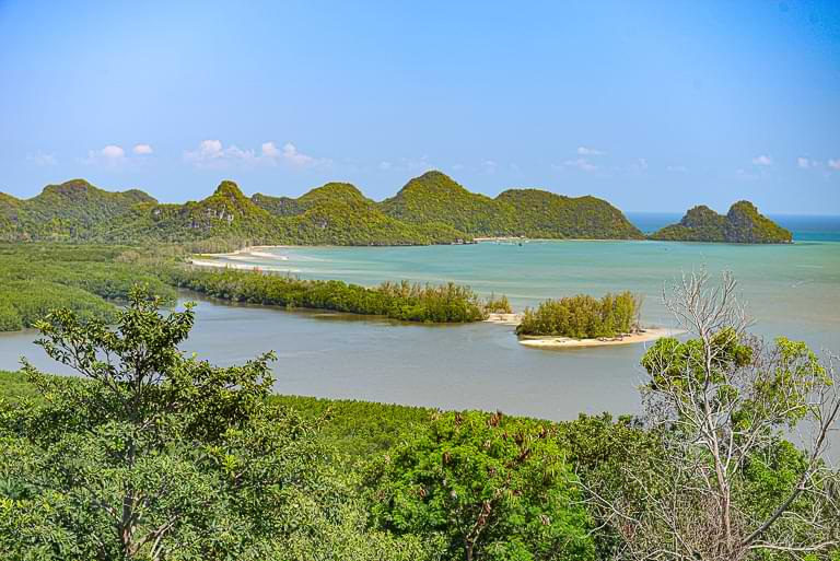 Landschaft, Chumphon, Karstfelsen, Panorama, Wat Kaew Prasert