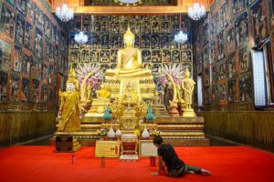 Schrein, Wat Phanan, Choeng, Ayutthaya, Tempel, Buddha, beten