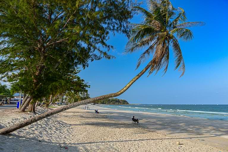 Thung Wua Laen Beach, Chumphon, Strände, schräge Palme