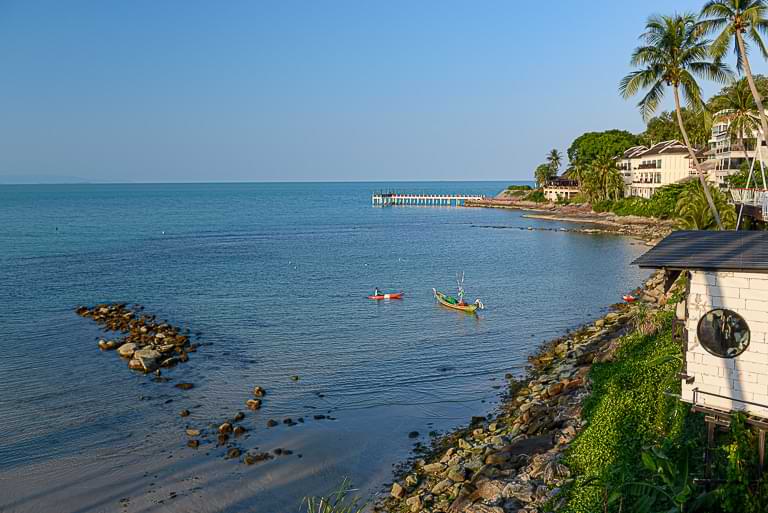 wunderbare Aussicht, südliches Ende Nai Phlao Beach, Khanom, Thailand
